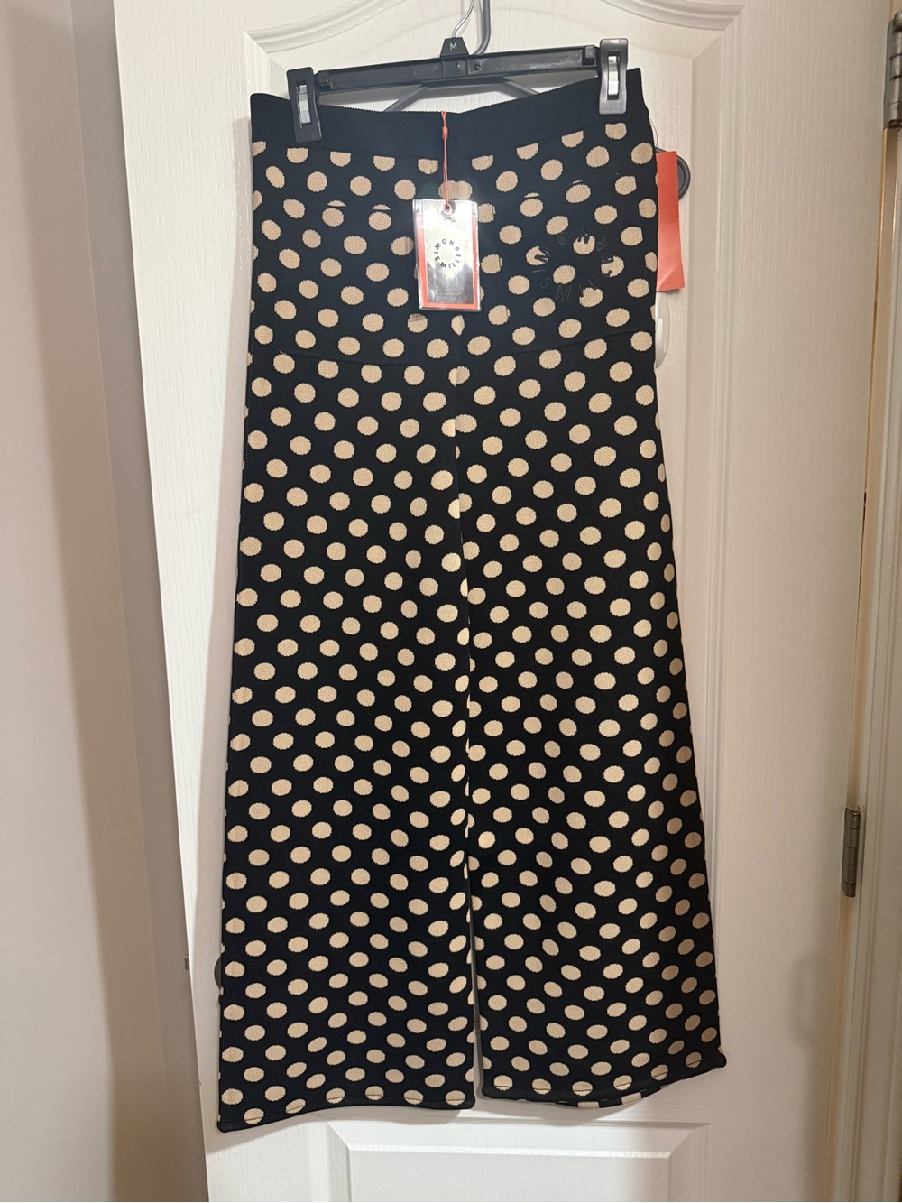 Simon Miller Black and Cream Polka Dot Boot Cut Pants